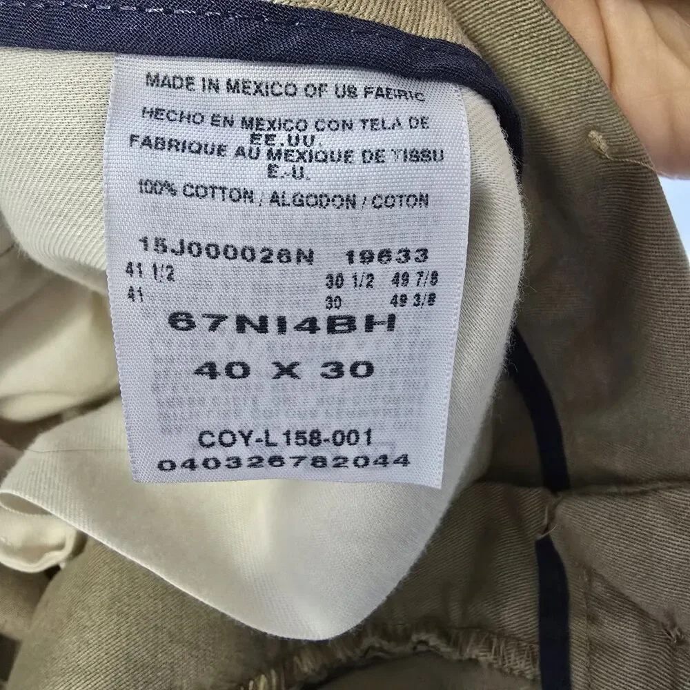 Men’s 40x30 Khaki Chino Pants Straight Leg Casual